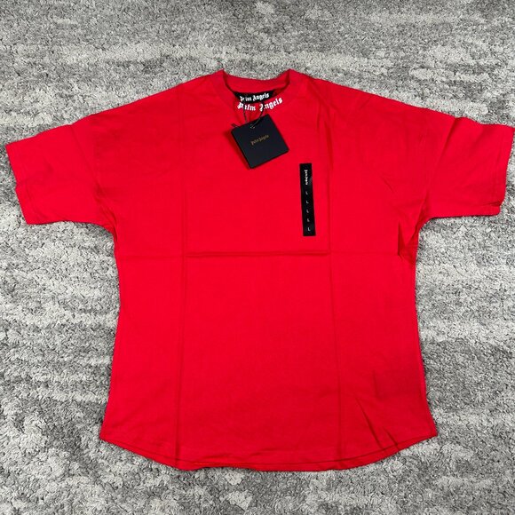 Palm Angels Red Neck Logo Tee Mens Size Large - Picture 1 of 4